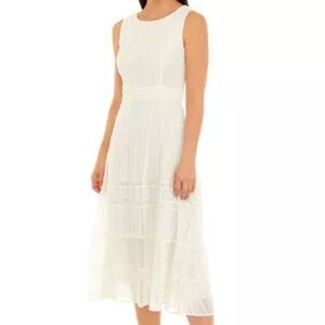 NWT Taylor Women's Sleeveless Slim Waist Embroidered Midi Dress Size 4